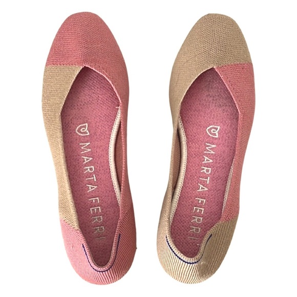 Rothy's x Marta Ferri | Ltd edition pink and tan merino wool flats 8 - Picture 1 of 5